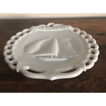 Load image into Gallery viewer, Vintage 1970s Westmoreland Milk Glass Yacht Sailboat with Anchor Plate, Collectible Glass
