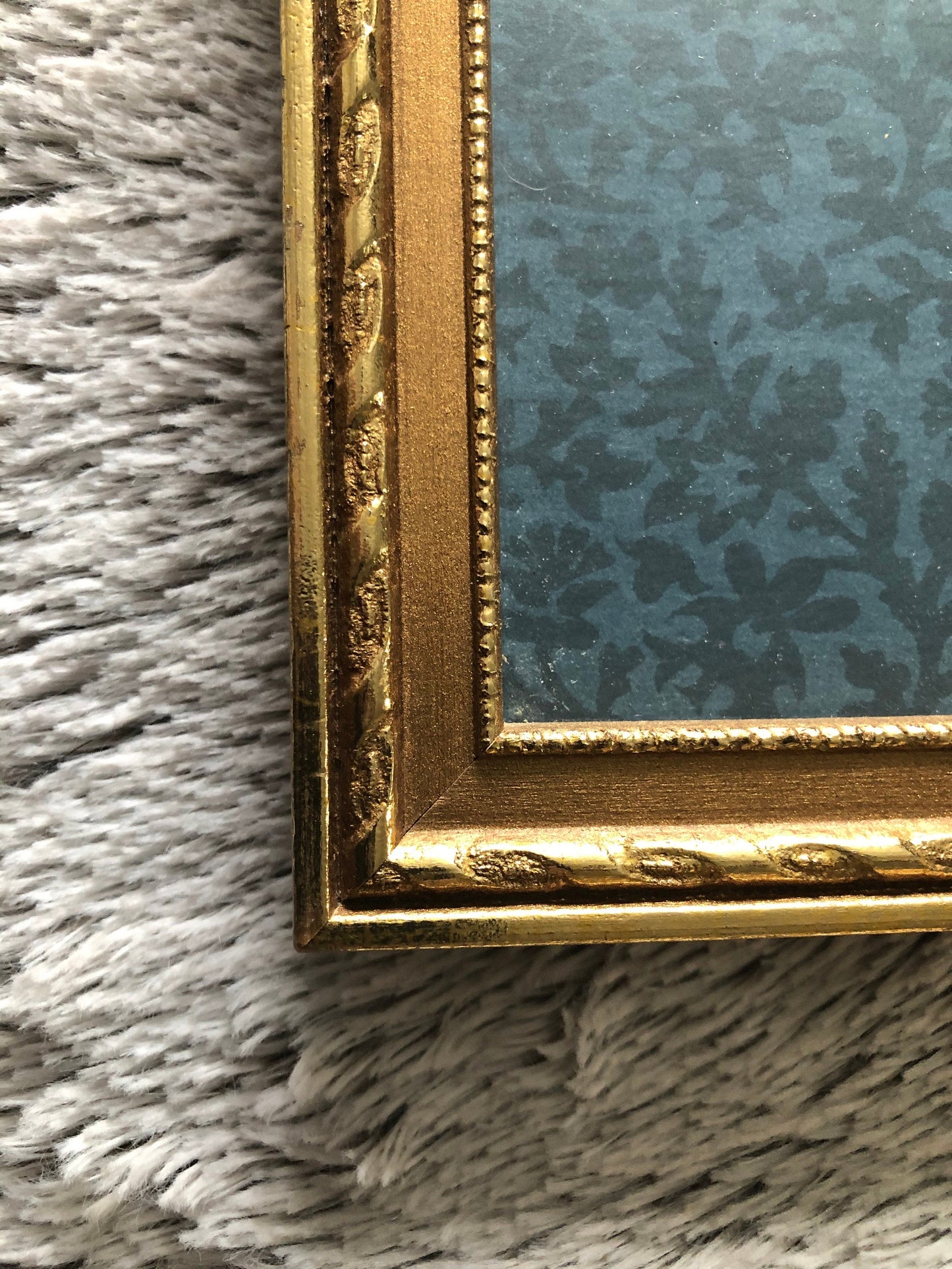 Home Interiors Picture Little Blonde Girl with Rose Bud in Oval Mat Gold Wooden 20" x 16" Frame