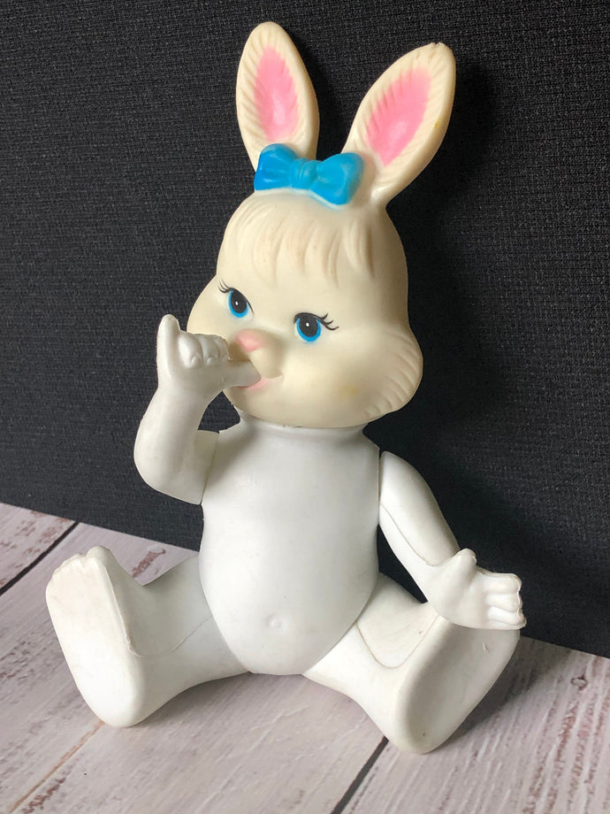 Vintage Easter Unlimited Inc. Vinyl Rabbit Doll Sucking Thumb Made in Hong Kong