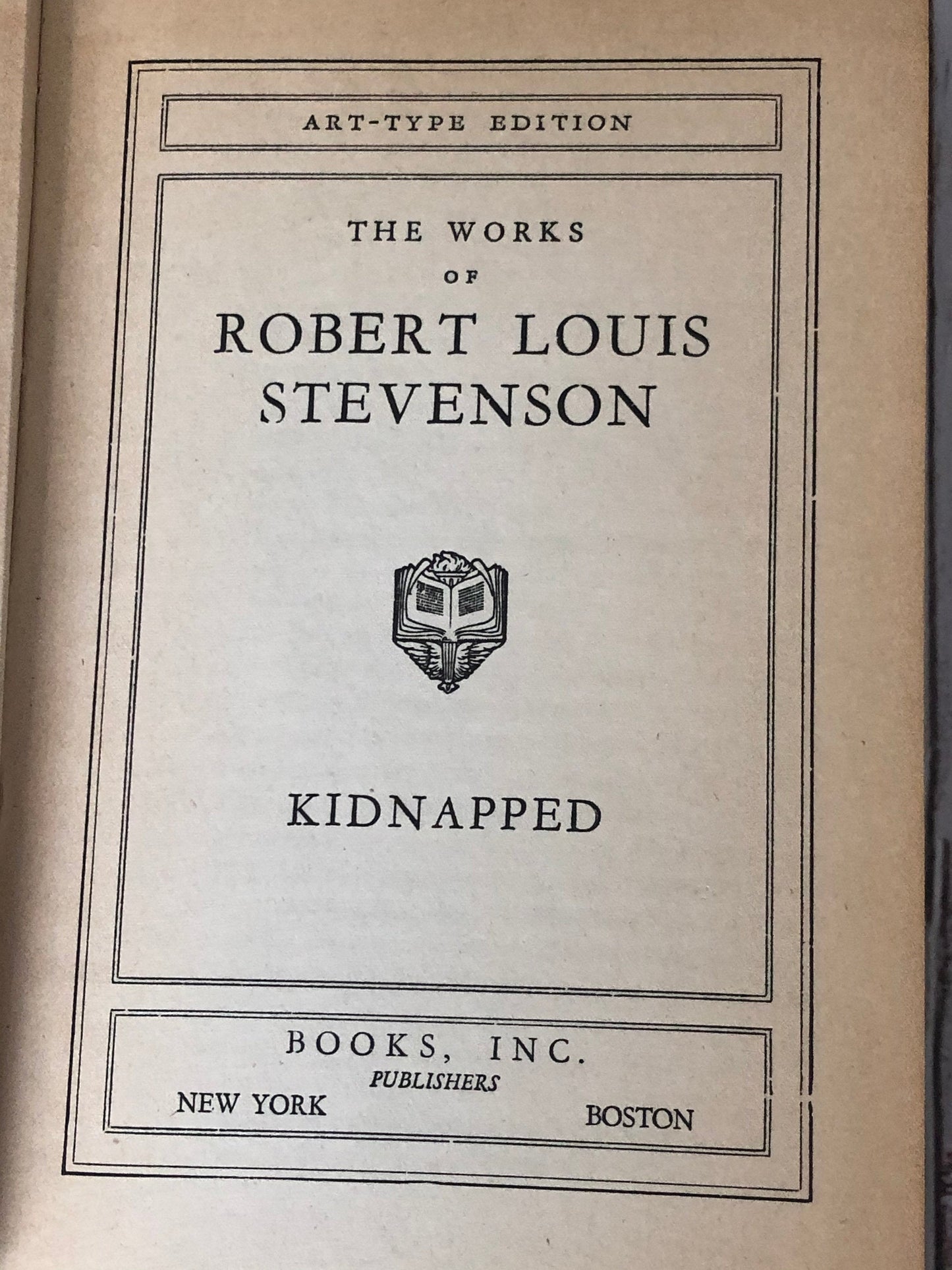 1940s Books Inc. Publishers Art-Type Edition The Works of Robert Louis Stevenson Kidnapped