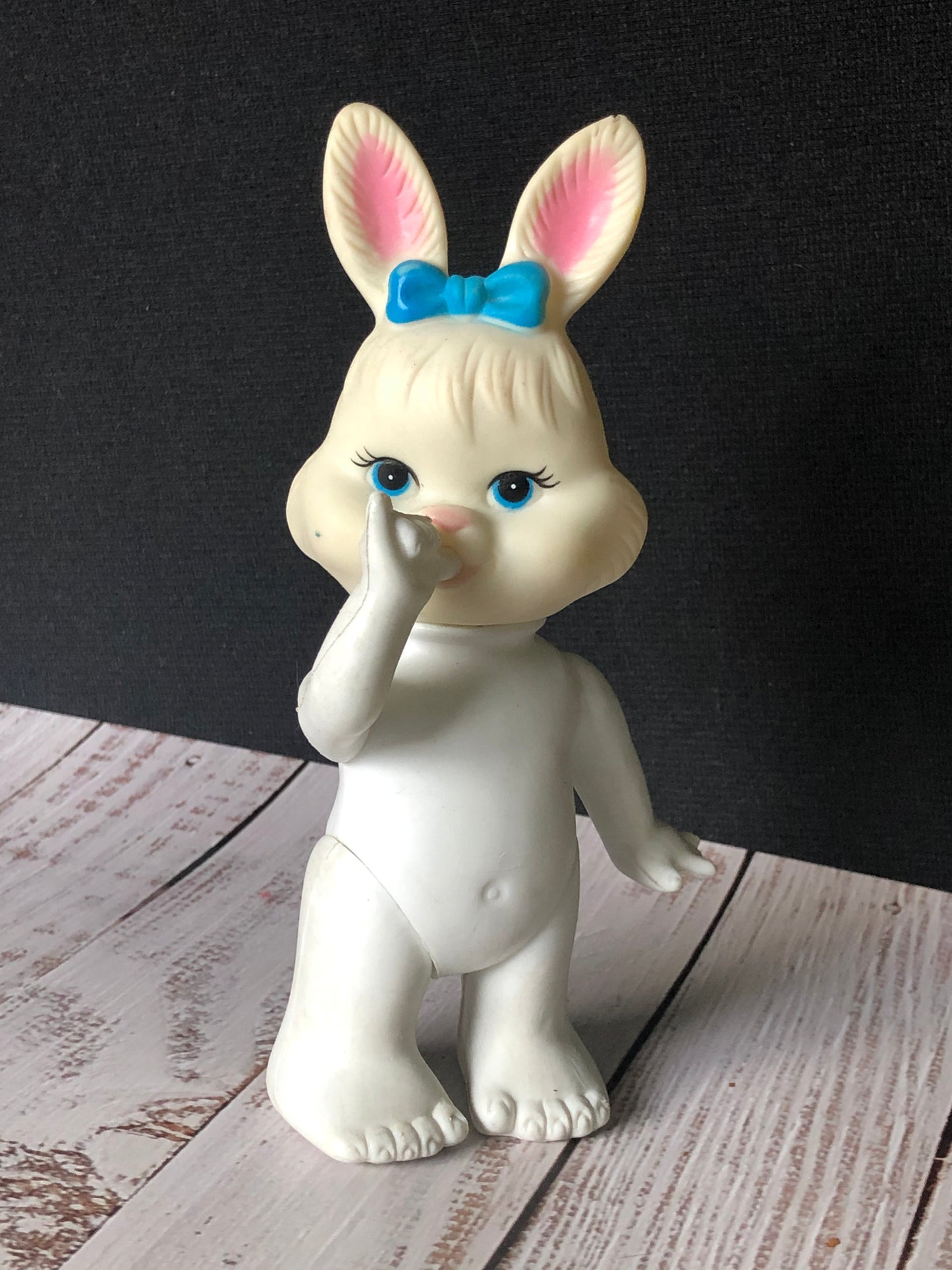 Vintage Easter Unlimited Inc. Vinyl Rabbit Doll Sucking Thumb Made in Hong Kong