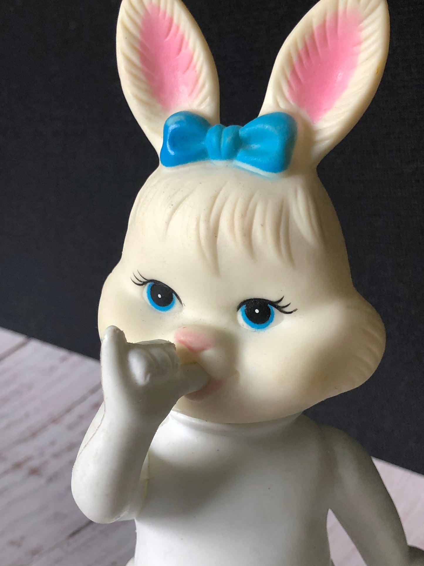 Vintage Easter Unlimited Inc. Vinyl Rabbit Doll Sucking Thumb Made in Hong Kong