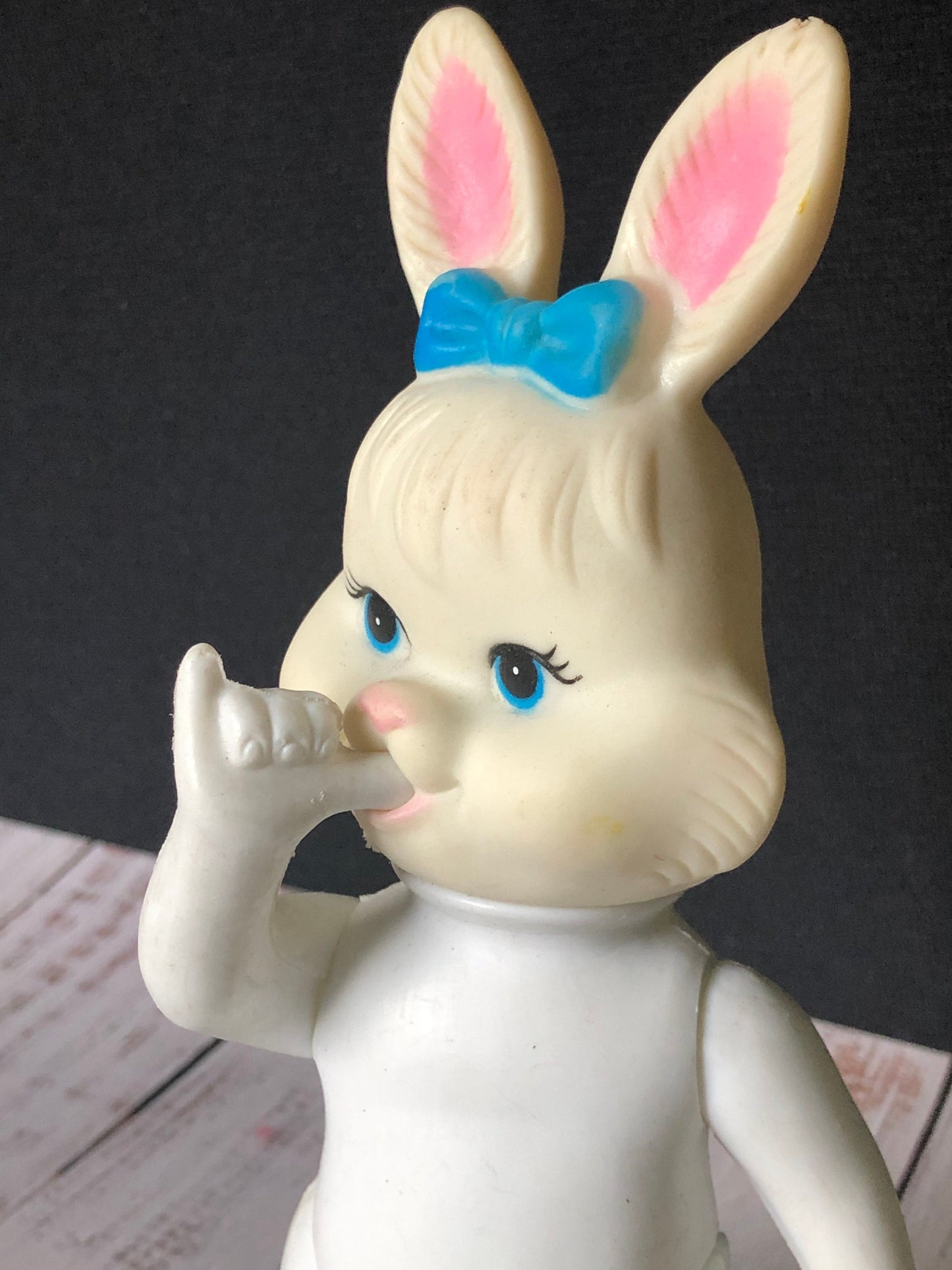 Vintage Easter Unlimited Inc. Vinyl Rabbit Doll Sucking Thumb Made in Hong Kong