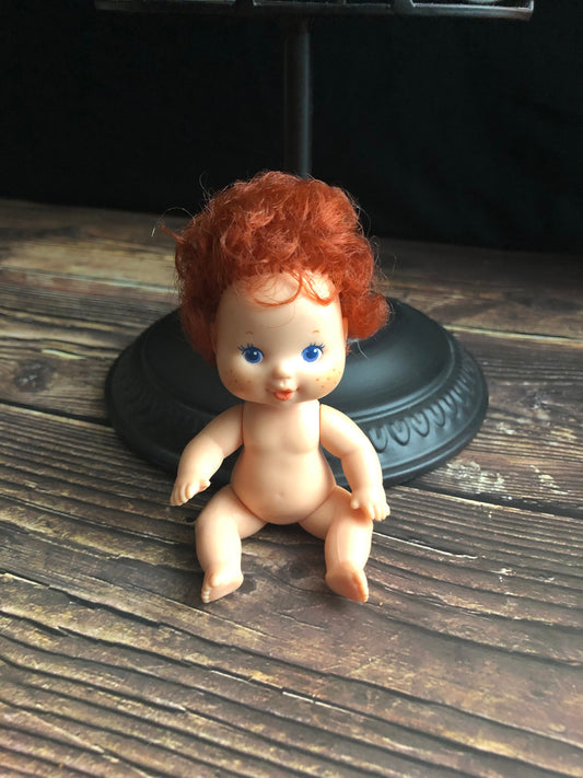 1980s Vintage Strawberry Shortcake Drink & Wet Baby Doll, 1980s Berry Baby Strawberry Shortcake Baby Doll, Tiny Strawberry Doll