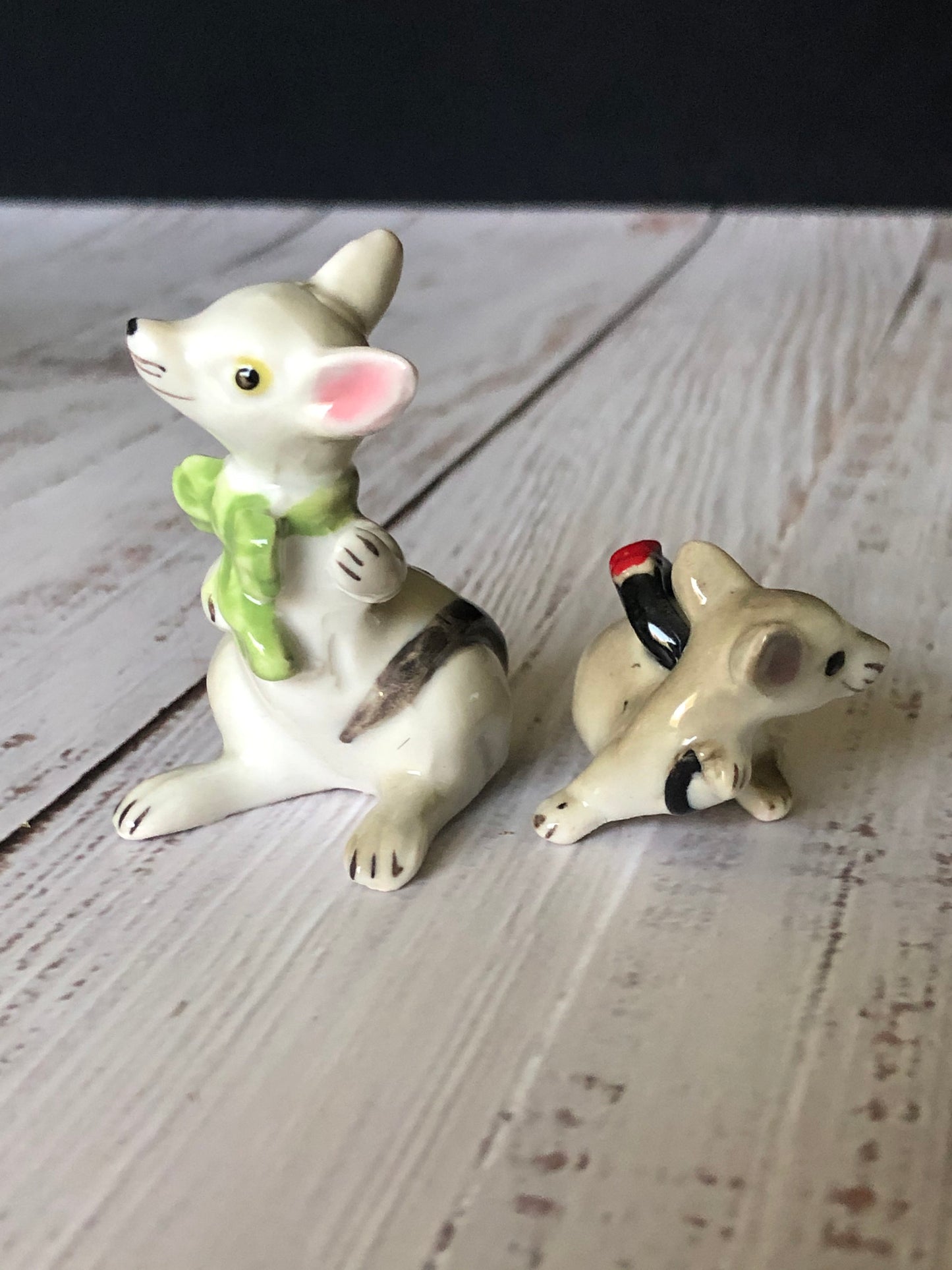 Miniature Porcelain Mouse Pair Smith Western Made in Japan