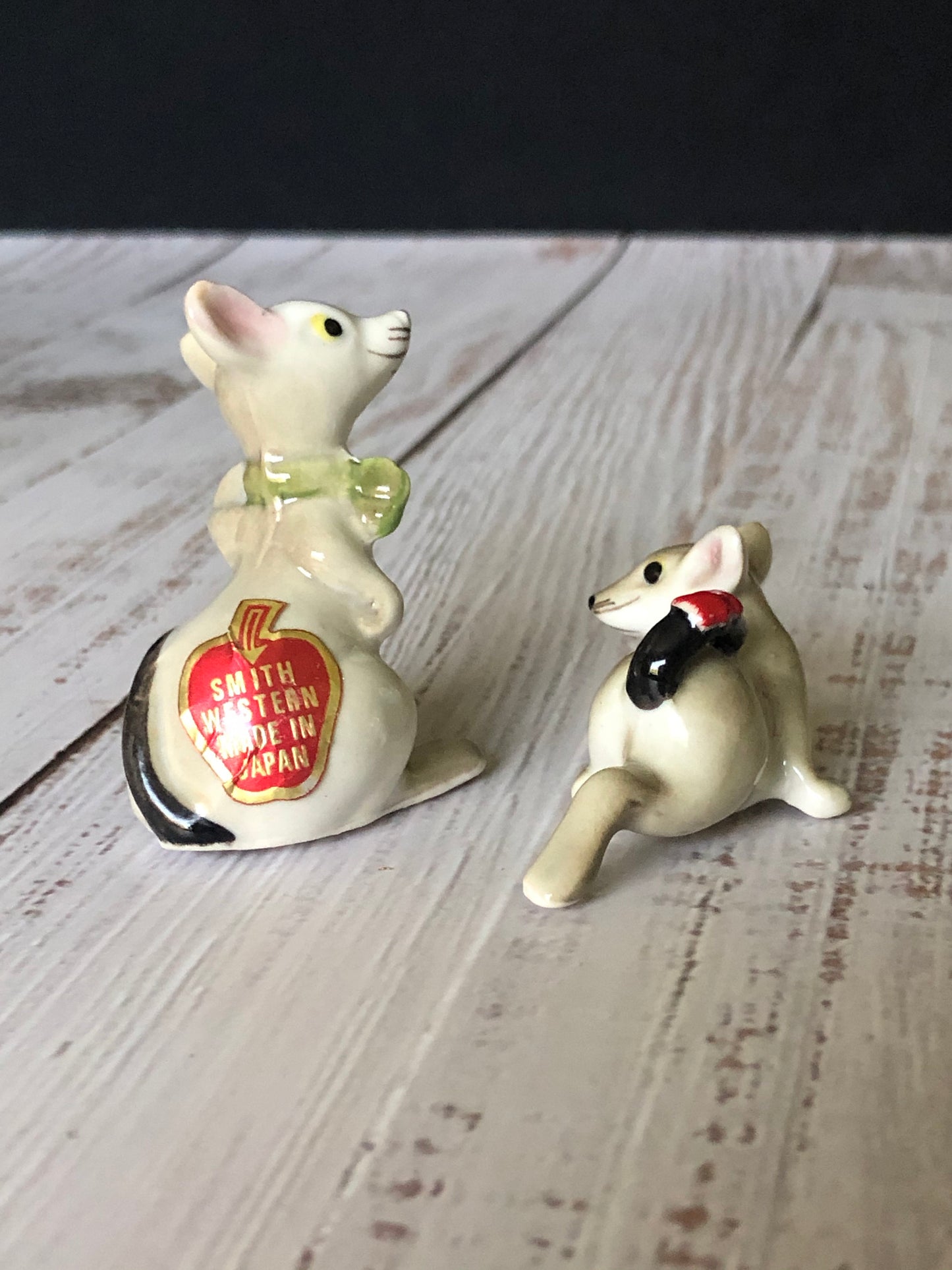 Miniature Porcelain Mouse Pair Smith Western Made in Japan