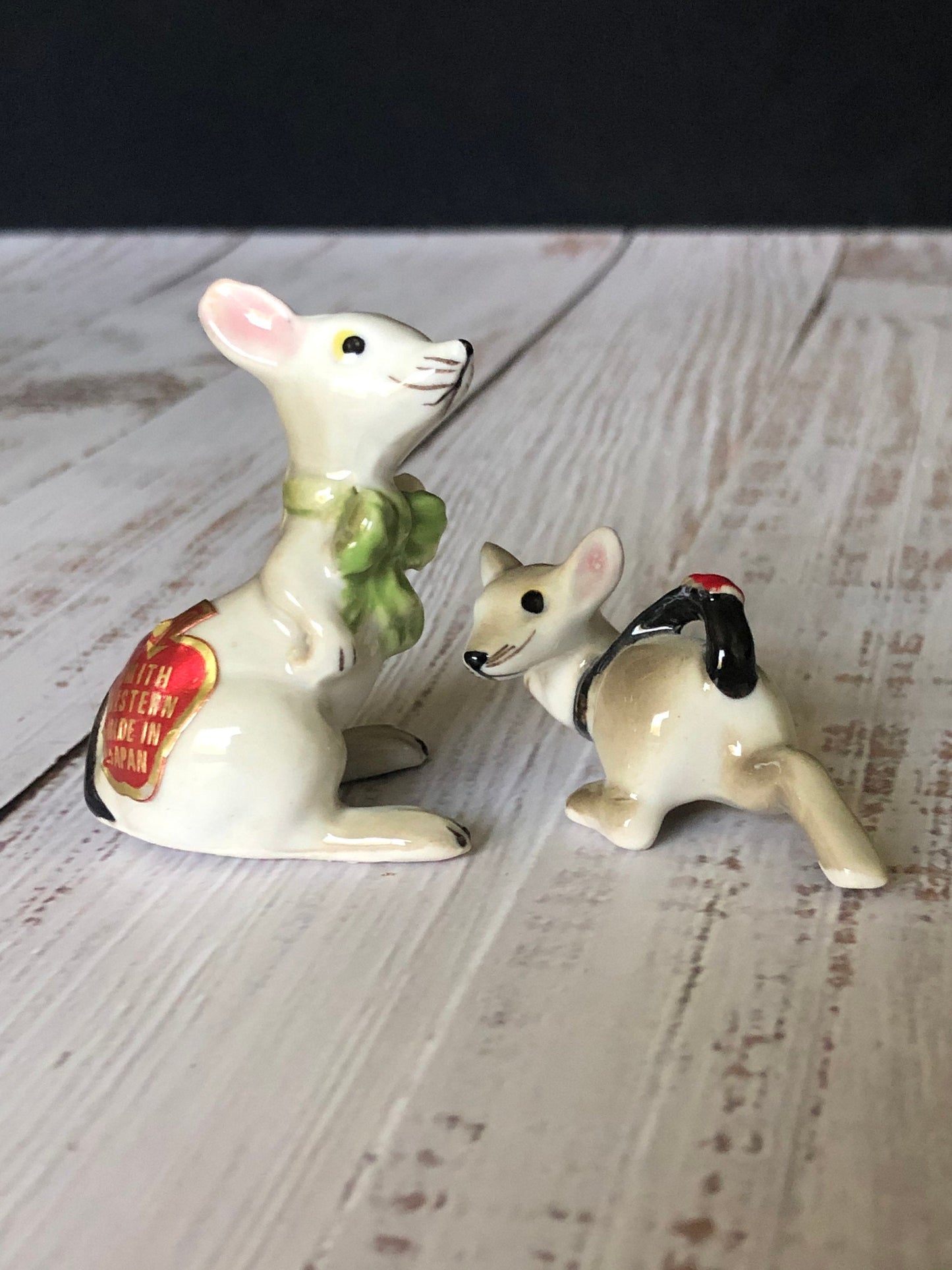 Miniature Porcelain Mouse Pair Smith Western Made in Japan