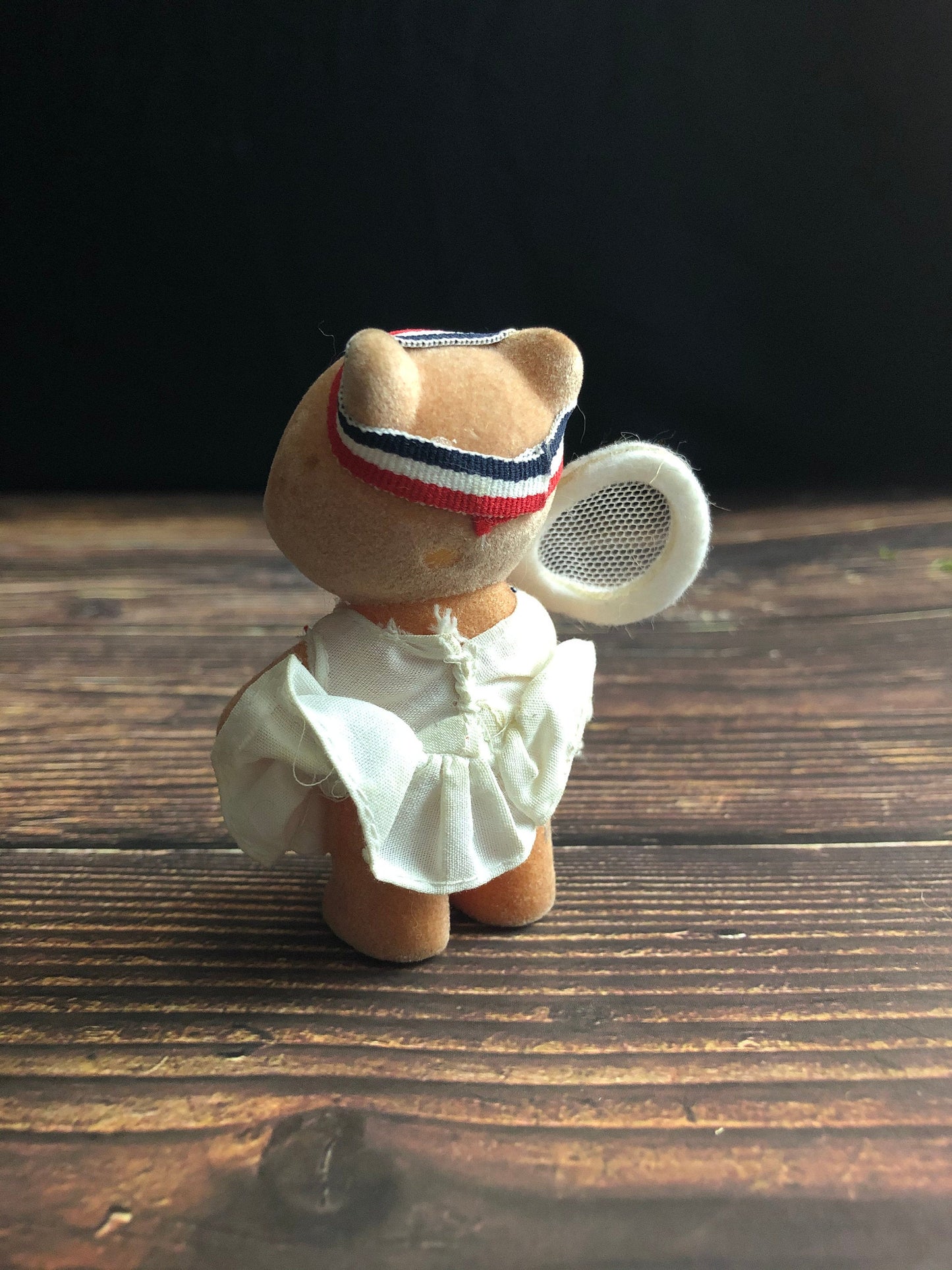 Vintage Flocked Tennis Bear Red, White and Blue
