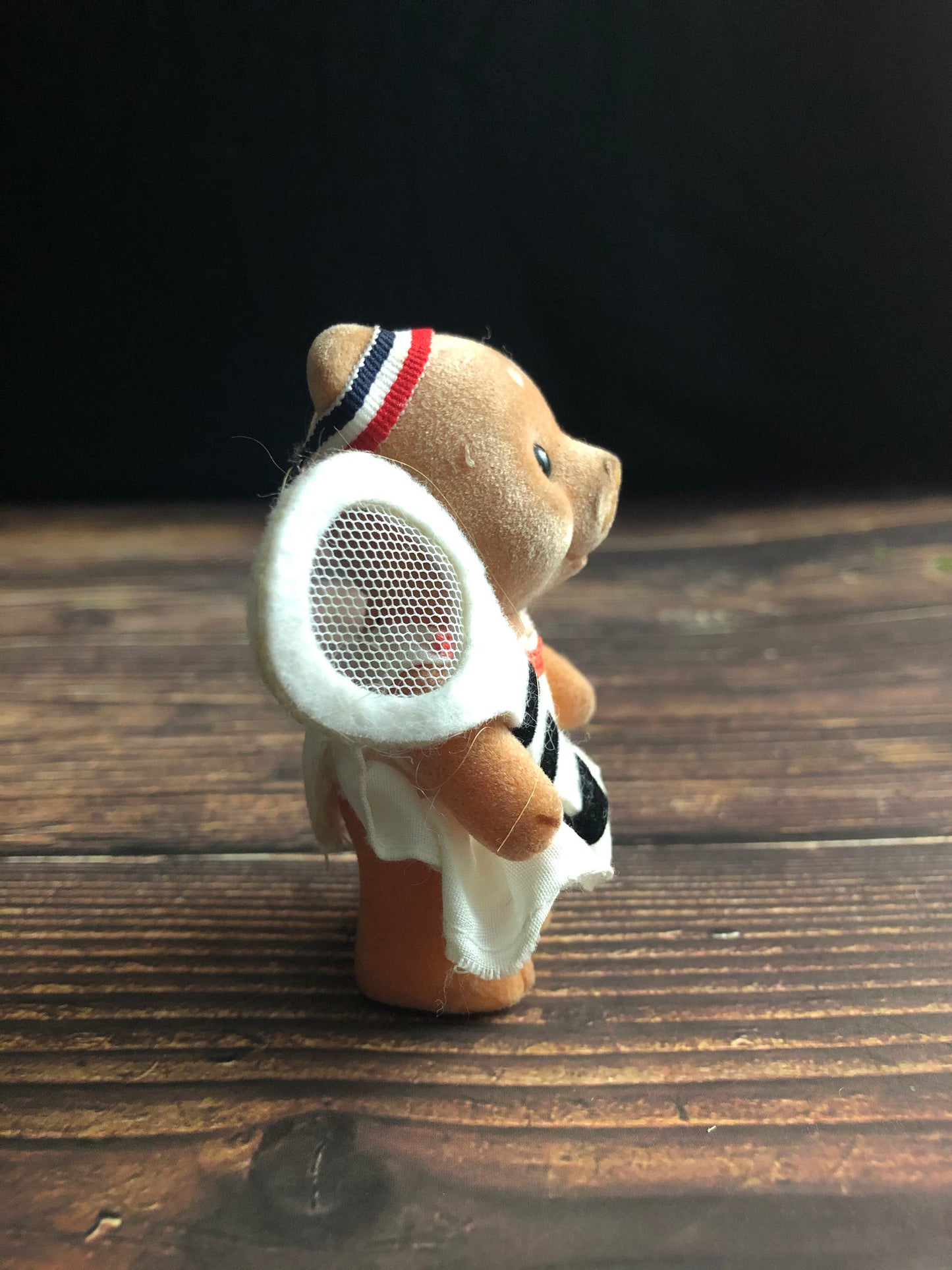 Vintage Flocked Tennis Bear Red, White and Blue