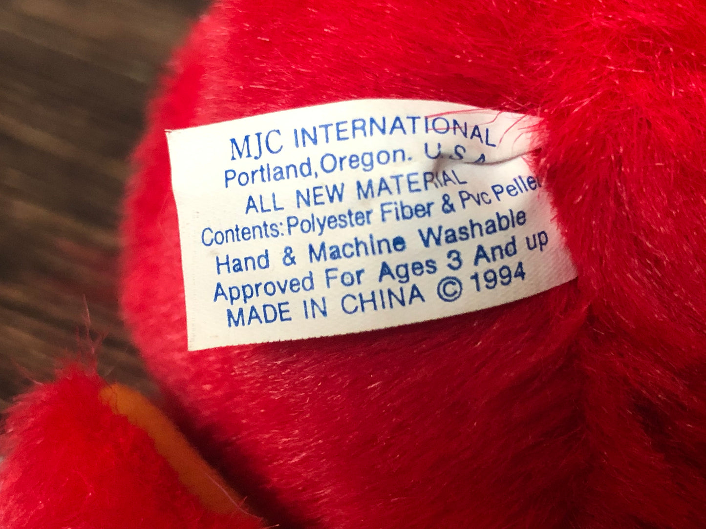 1999 Purr-fection Cushy Critter by MJC. A Baby Cardinal Named "Bandit" Style #2849
