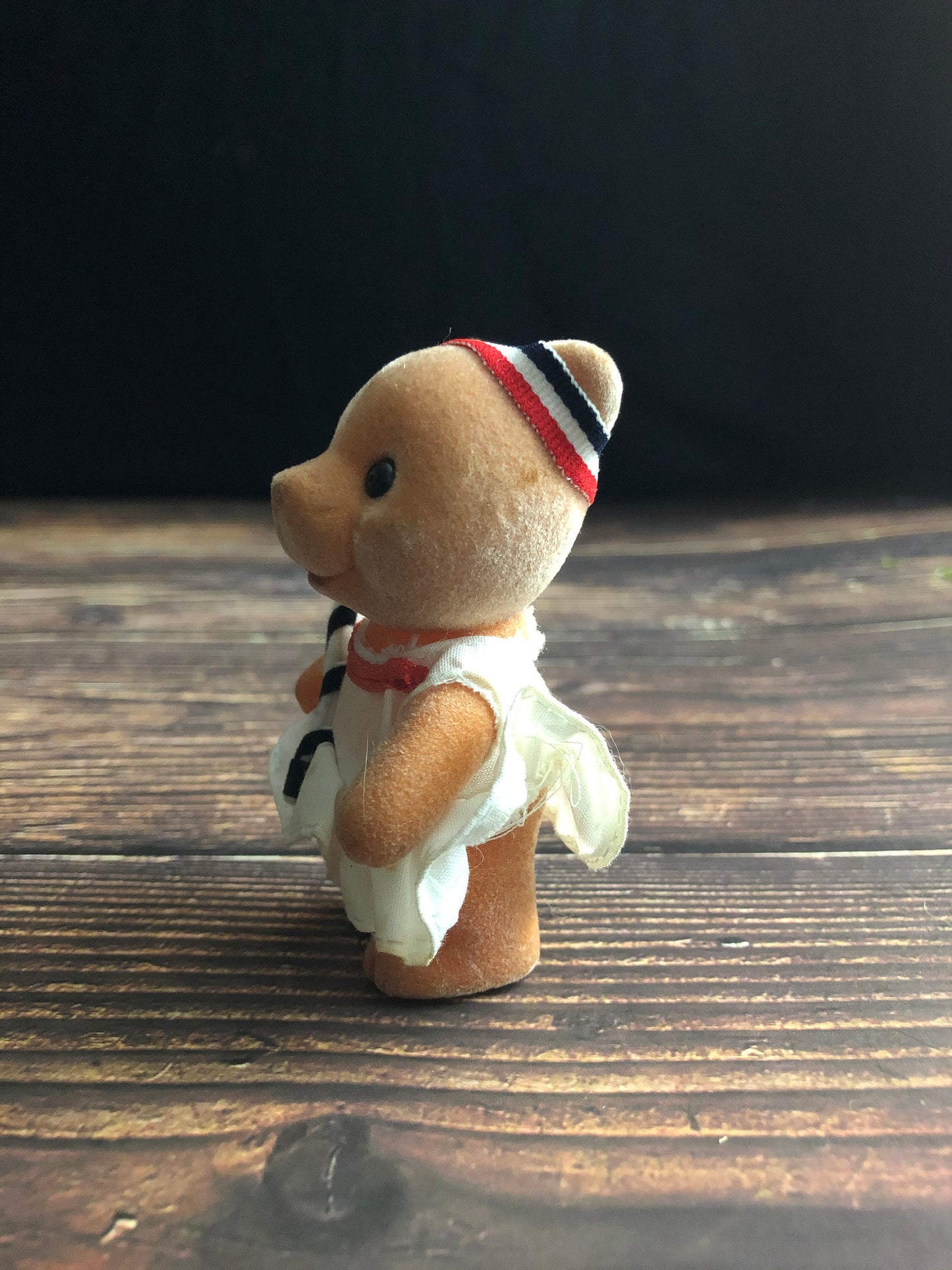 Vintage Flocked Tennis Bear Red, White and Blue