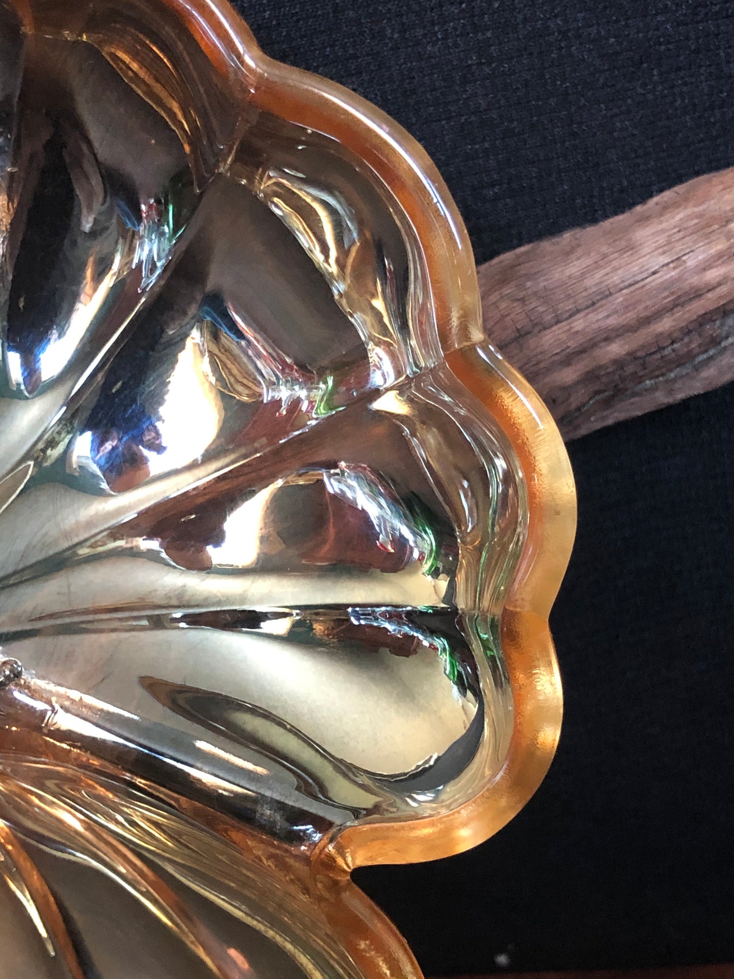 Vintage 1930s Jeannette Marigold Carnival Glass 3 leaf Clover Dish, Divided Serving Dish, Relish Dish, A Hors D'Deuvre Tray