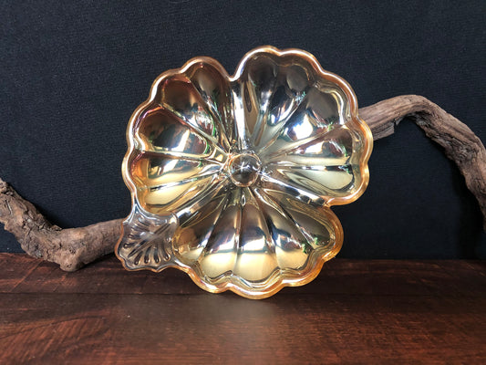 Vintage 1930s Jeannette Marigold Carnival Glass 3 leaf Clover Dish, Divided Serving Dish, Relish Dish, A Hors D'Deuvre Tray