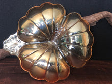 Load image into Gallery viewer, Vintage 1930s Jeannette Marigold Carnival Glass 3 leaf Clover Dish, Divided Serving Dish, Relish Dish, A Hors D&#39;Deuvre Tray
