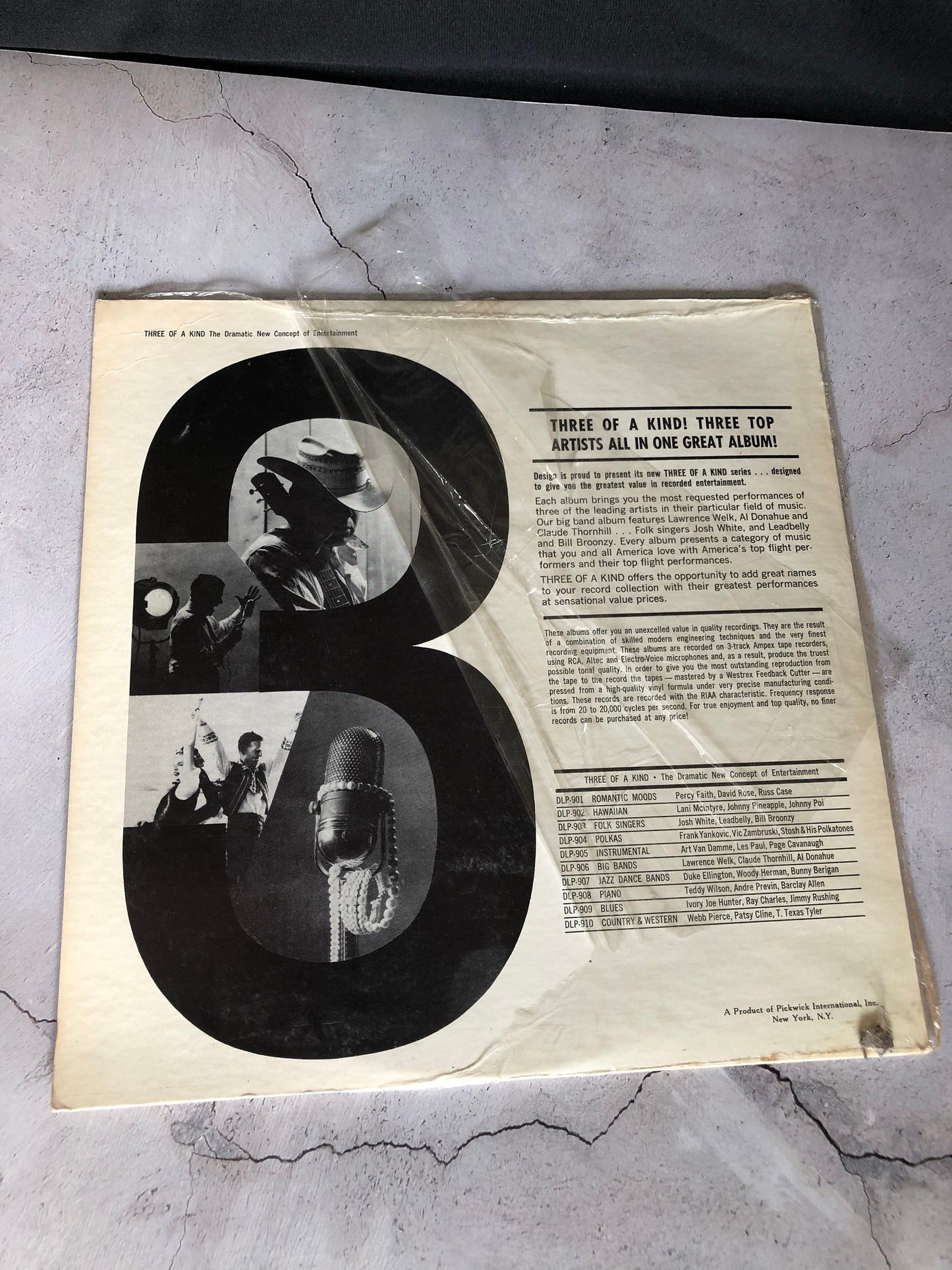 1964 Pickwick International Inc. Three Of A Kind (3 Top Stars Of Country & Western) Vinyl LP Record Album Vinyl