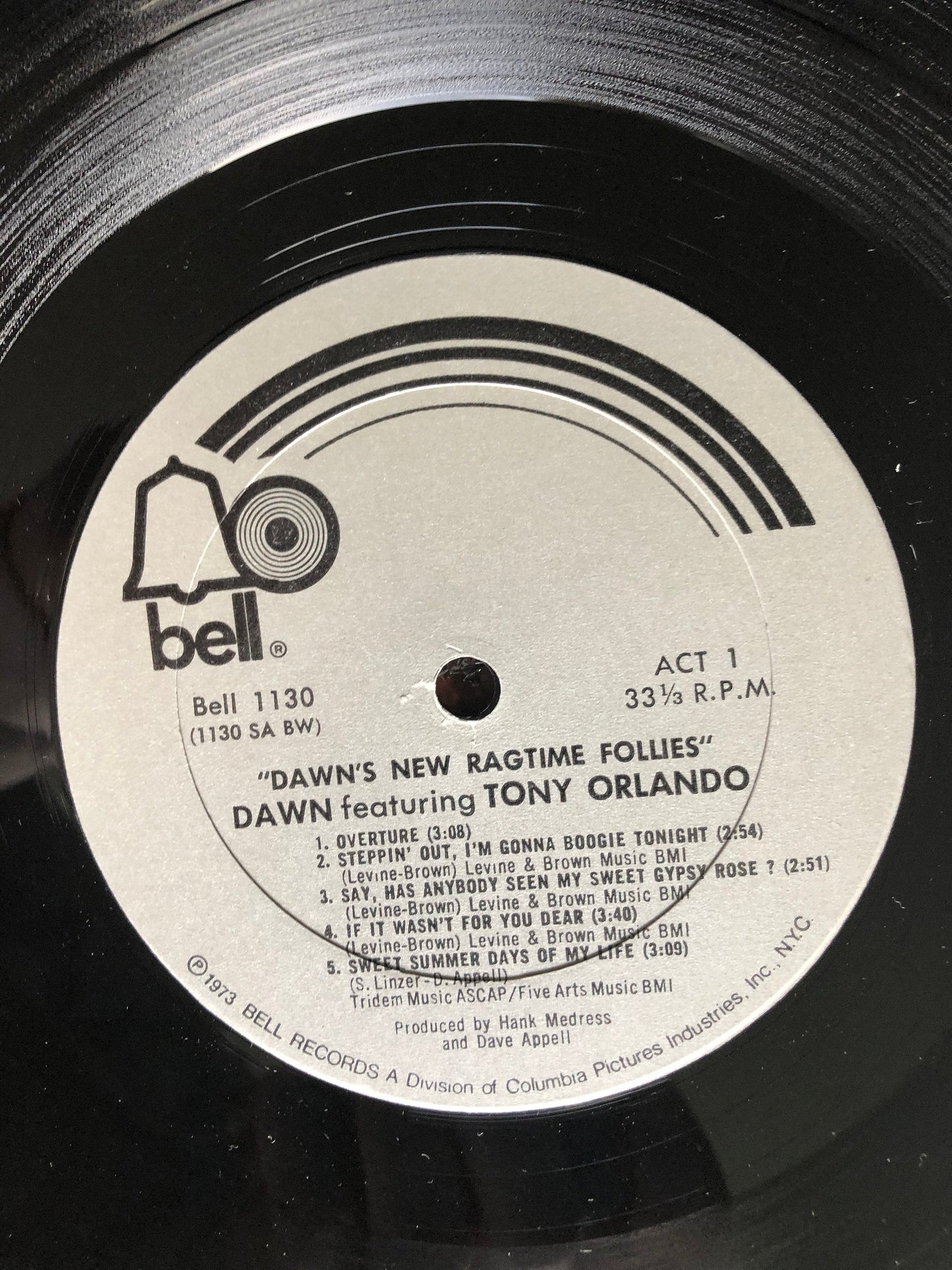 1974 Bell Dawn's New Ragtime Follies Featuring Tony Orlando LP Record Album Vinyl