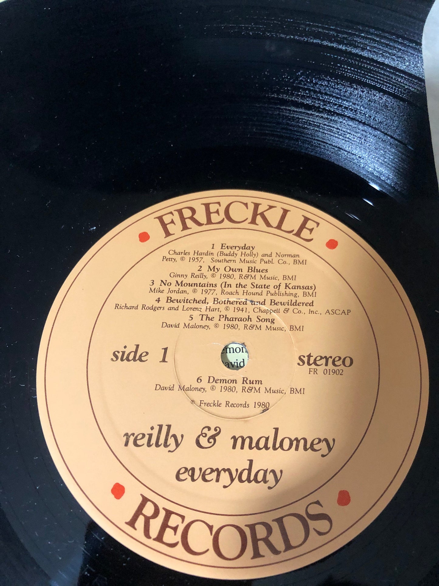 1980 Freckle Records Reilly & Maloney Everyday Vinyl LP Record Album Vinyl
