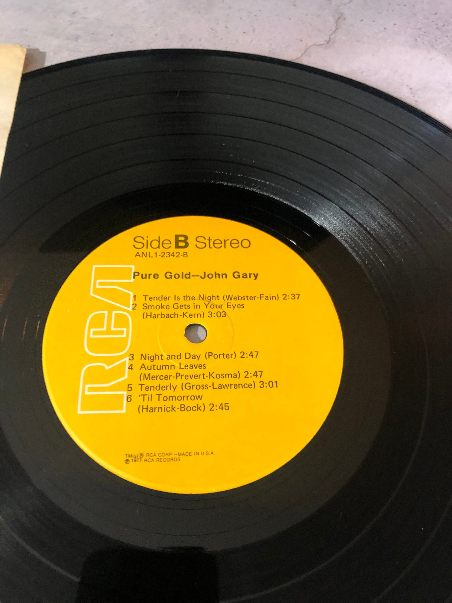 1977 RCA John Gary Pure Gold LP Record Album Vinyl