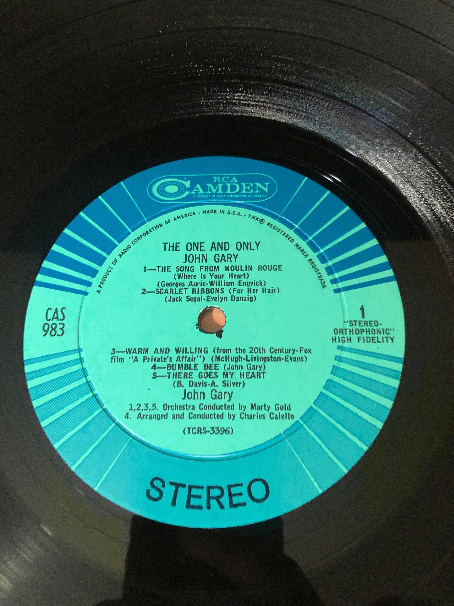 1966 RCA Camden John Gary The One And Only Vinyl Record Album Vinyl