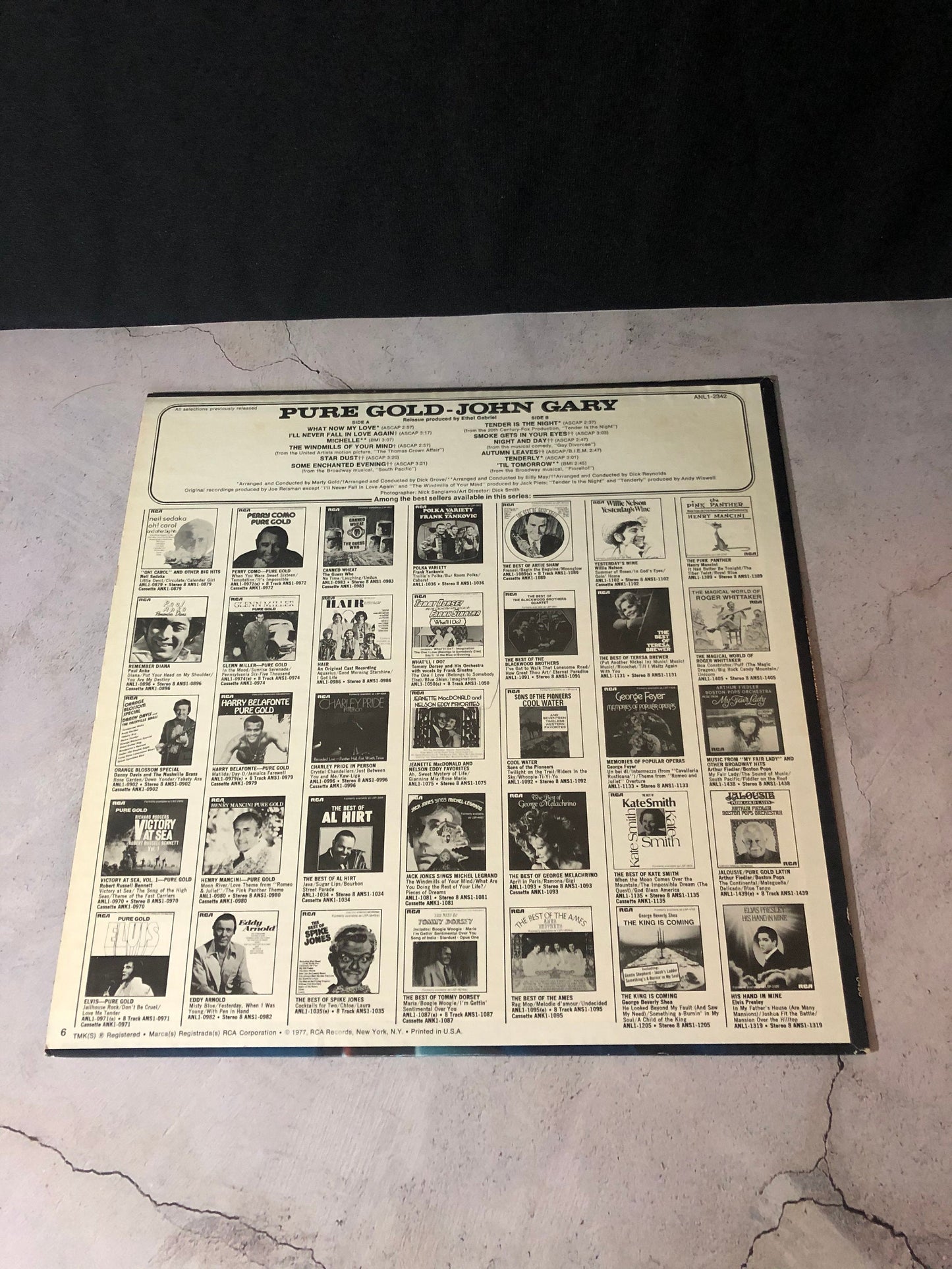 1977 RCA John Gary Pure Gold Record Album Vinyl