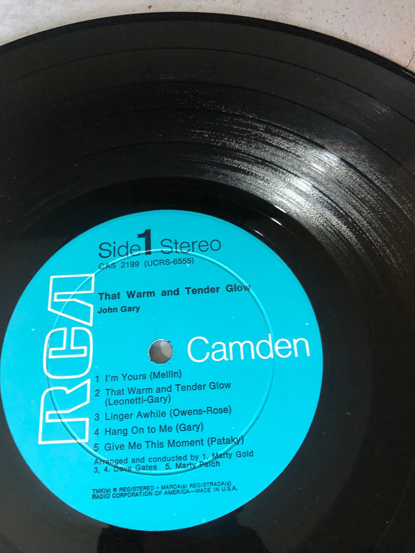 1968 RCA Camden John Gary That Warm and Tender Glow Record Album Vinyl