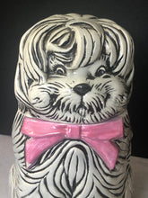 Load image into Gallery viewer, Vintage Googly Eye Shaggy Dog with Pink Bow Cookie Jar Chipped Marked 702 USA
