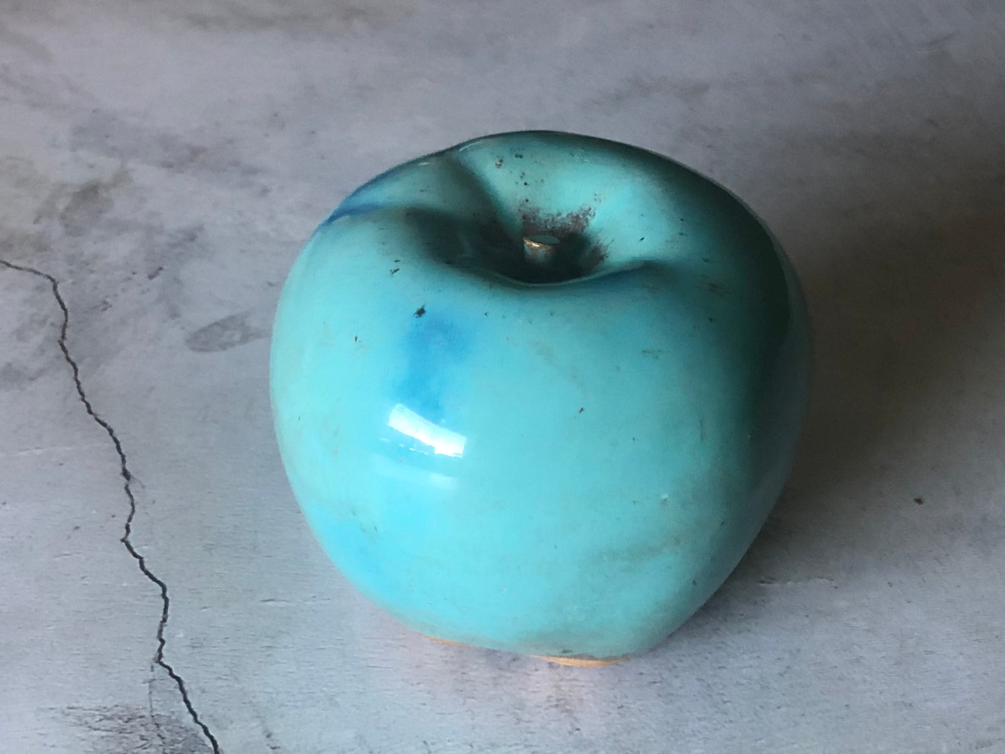 Large Glazed Terracotta/Clay (earthenware) Apple Sculpture