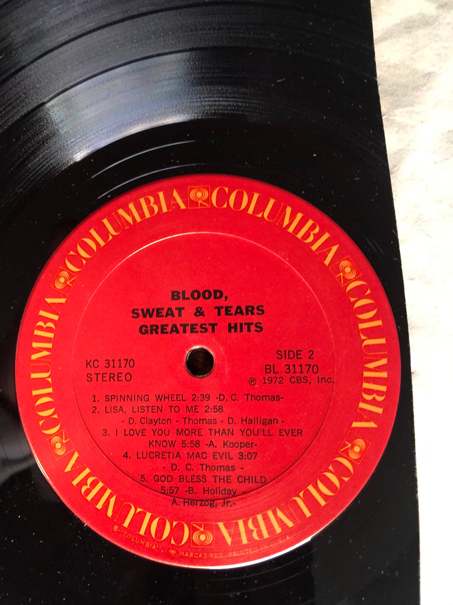 1972 Columbia Blood, Sweat & Tears Greatest Hits LP Record Album Vinyl