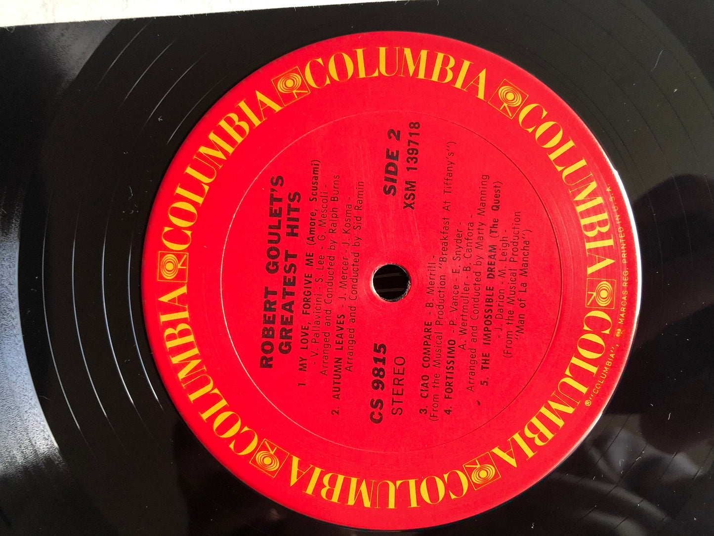 1969 Columbia Robert Goulet - Robert Goulet's Greatest Hits LP Record Album Vinyl