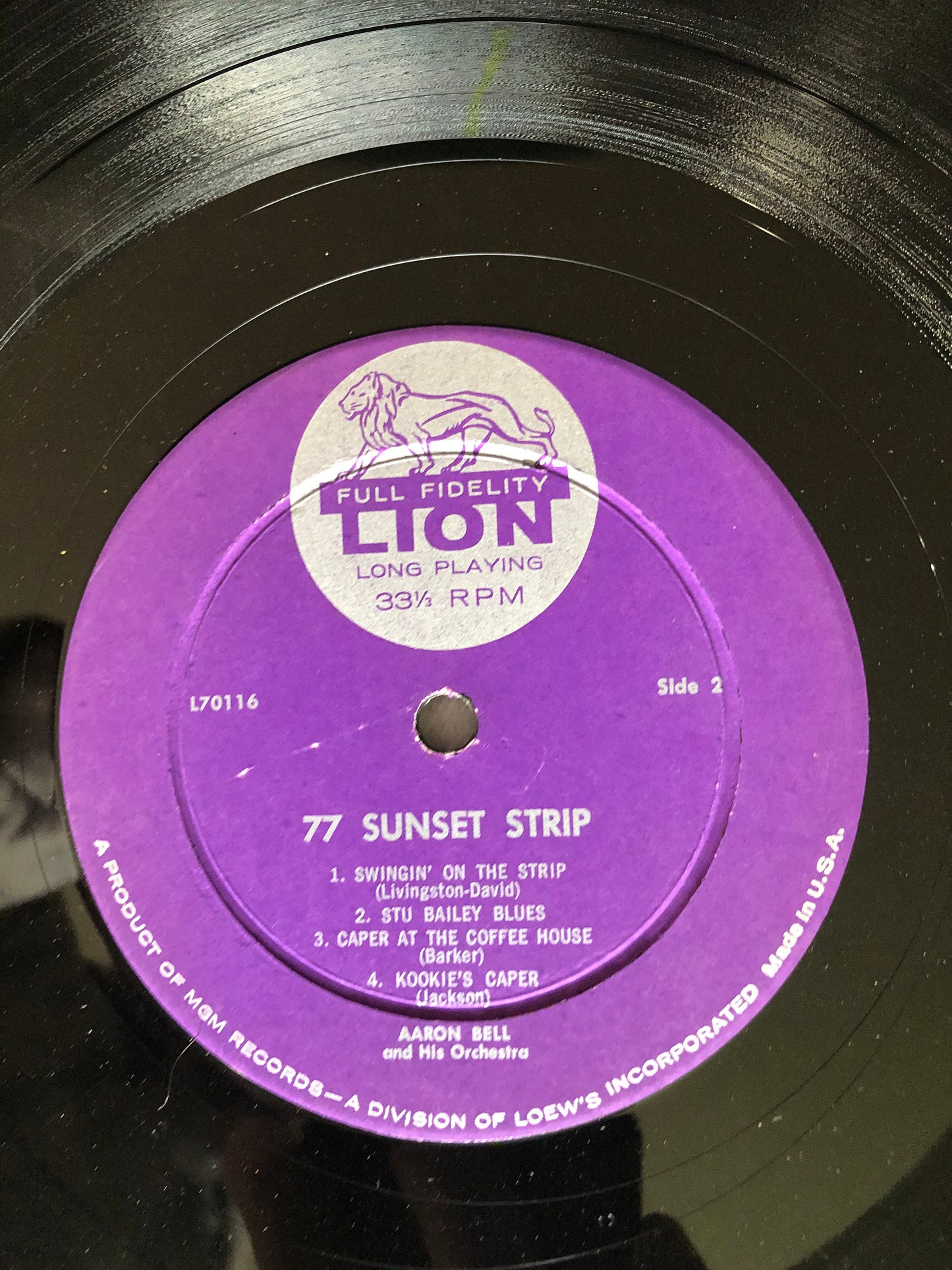 1959 Lion Records The Aaron Bell Orchestra Music From 77 Sunset Strip LP Record Album Vinyl