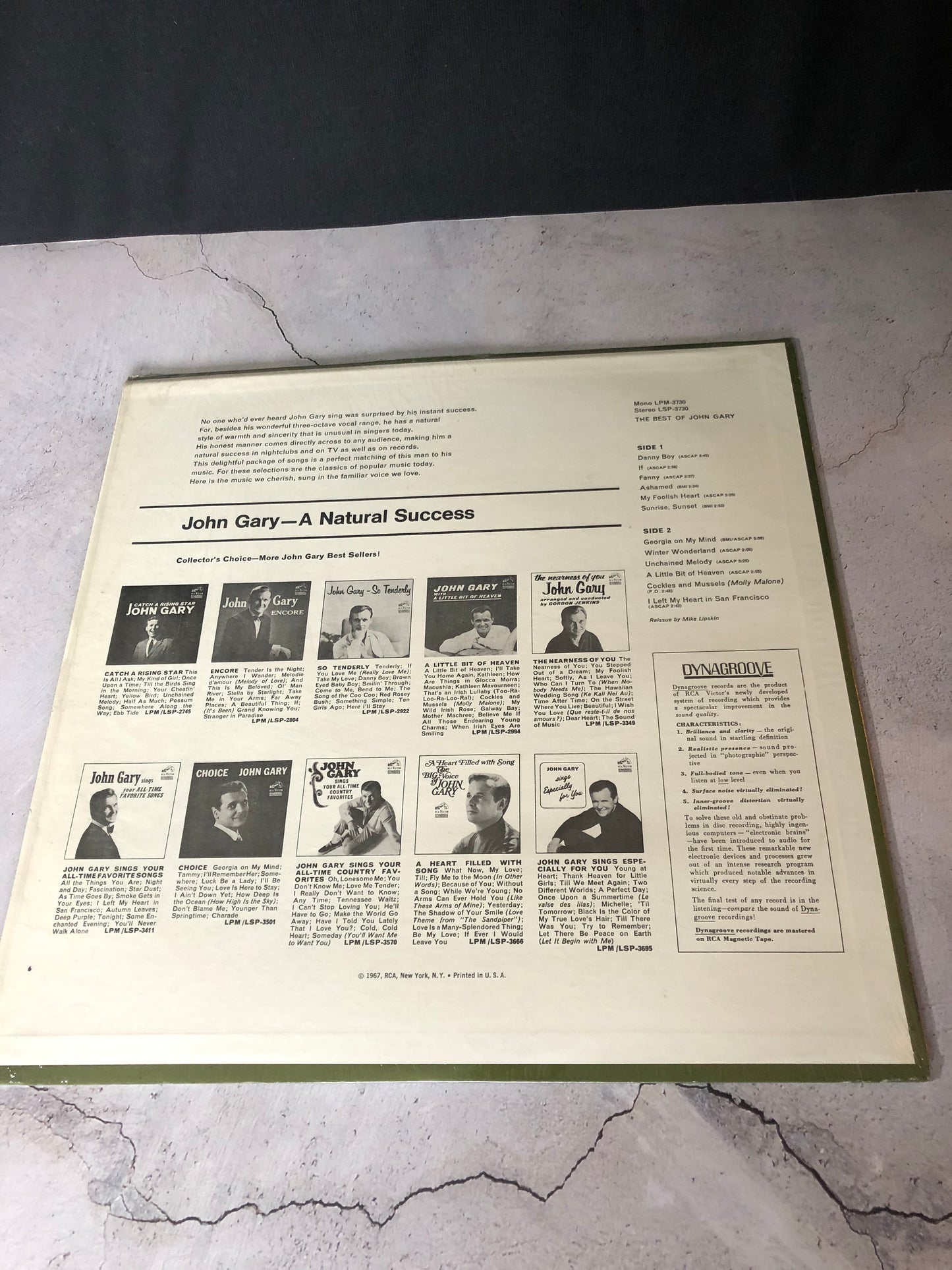 1967 RCA Victor Dyngroove Recording John Gary The Best Of John Gary LP Record Album Vinyl