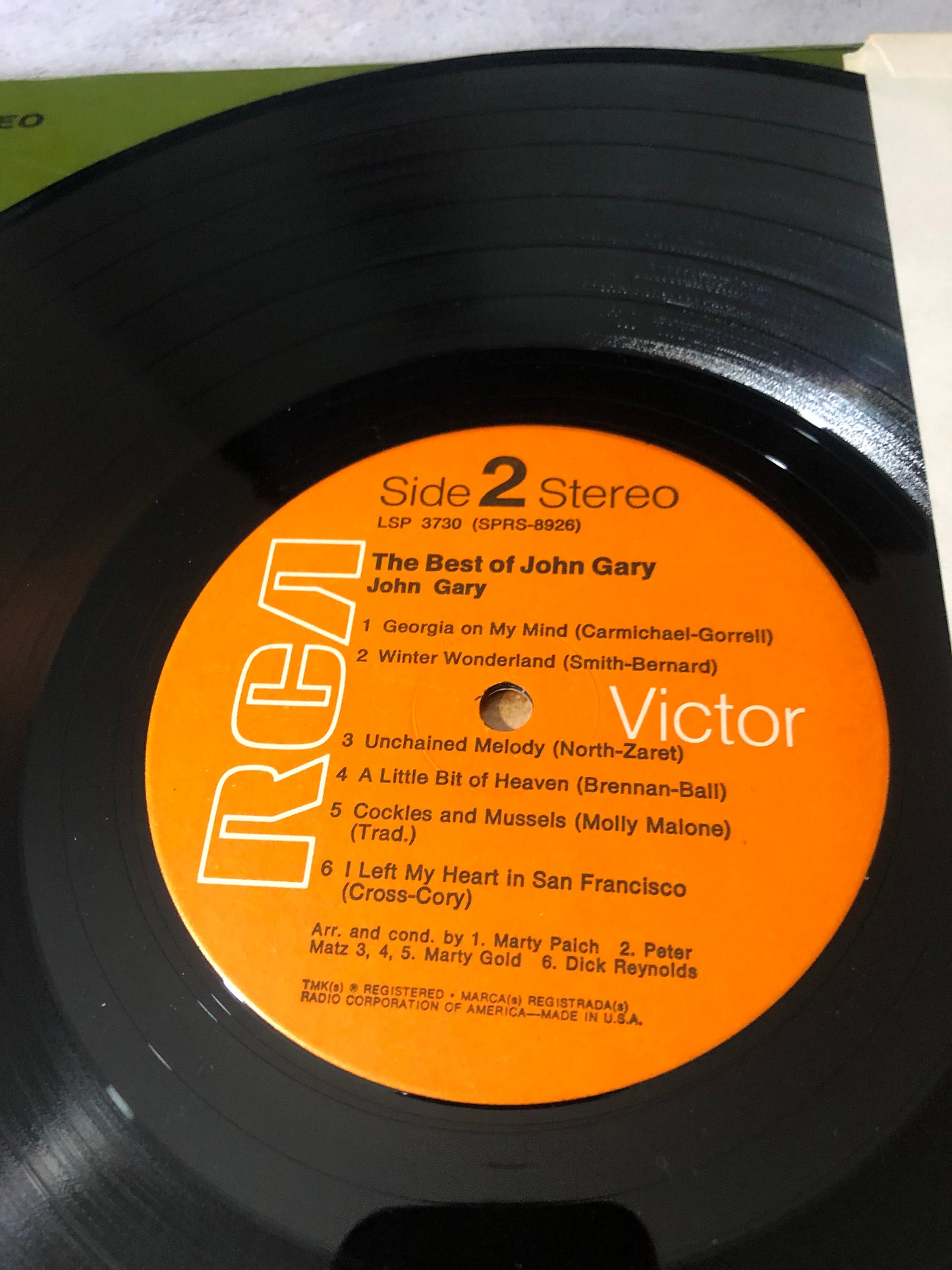 1967 RCA Victor Dyngroove Recording John Gary The Best Of John Gary LP Record Album Vinyl