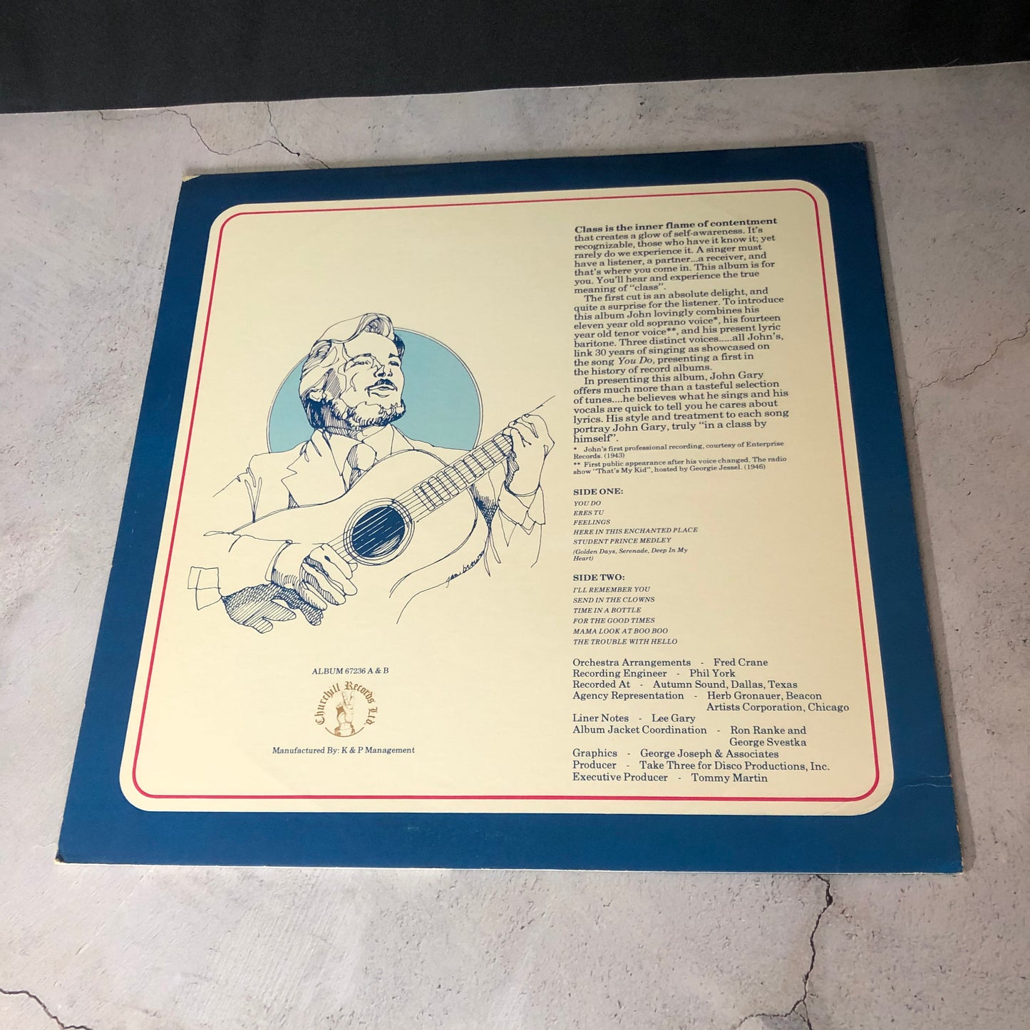 1977 Churchill Records LTD. John Gary In A Class By Himself LP Record Album Vinyl