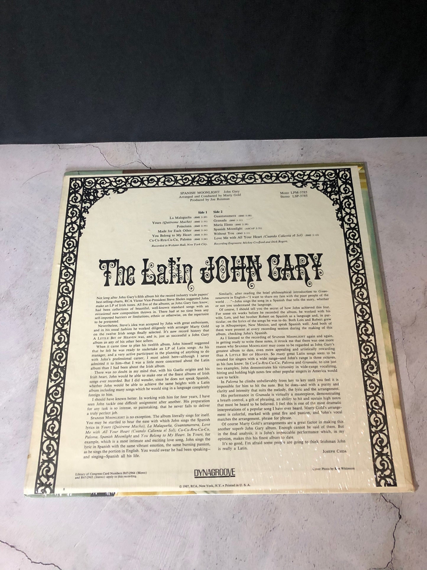 1967 RCA Victor Dynagroove Recordings John Gary Spanish Moonlight Vinyl LP Record Album Vinyl