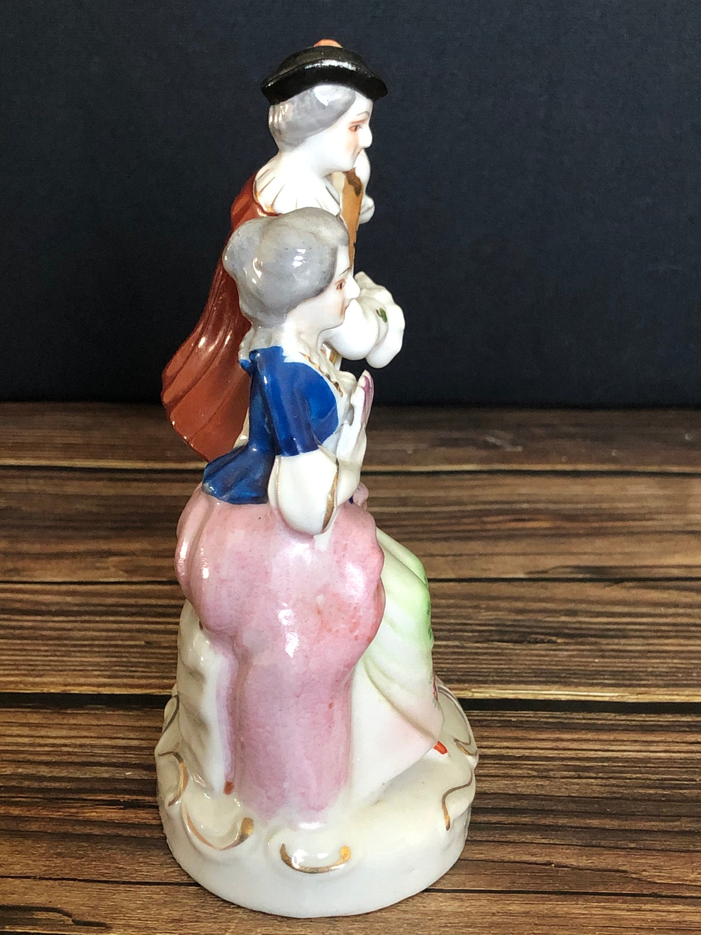 Vintage Occupied Japan Colonial Couple Playing Music Figurine, Porcelain Colonial Couple