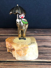 Load image into Gallery viewer, 1980 Ron Lee Signed 24k Gold Plated Executive Clown With Umbrella on Quartz
