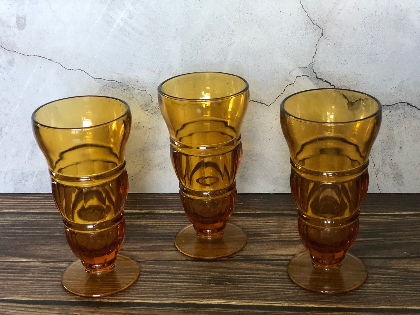 Amber Glass Footed Soda Fountain Parfait Glasses Retro Ice Cream Parlor