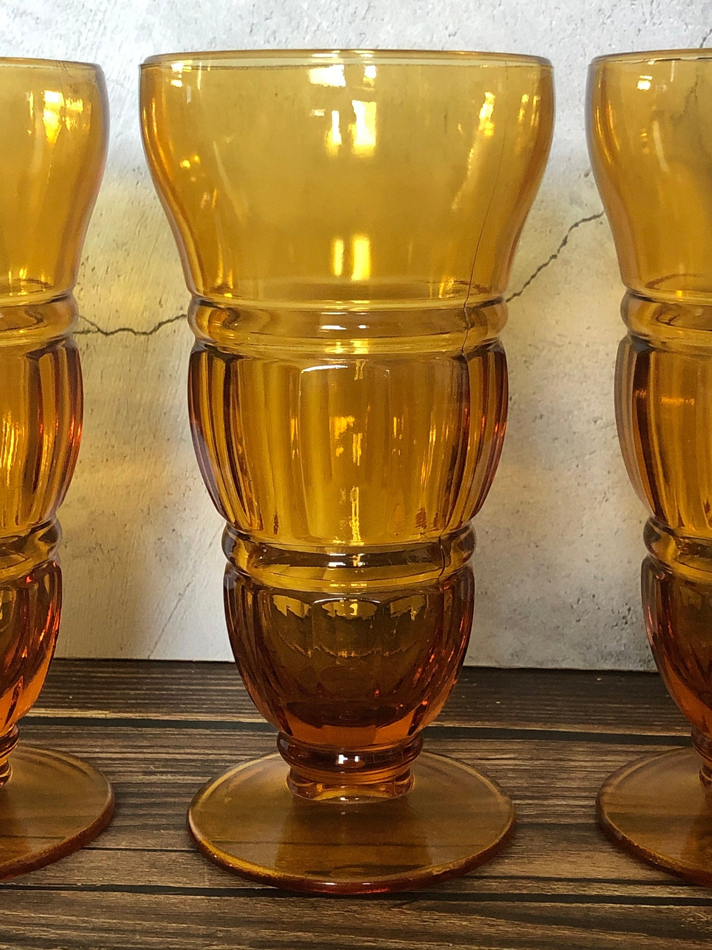 Amber Glass Footed Soda Fountain Parfait Glasses Retro Ice Cream Parlor