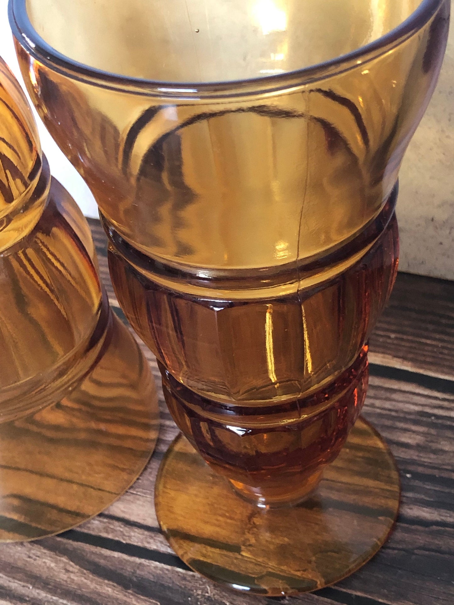 Amber Glass Footed Soda Fountain Parfait Glasses Retro Ice Cream Parlor