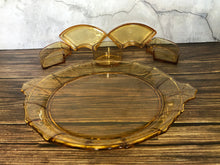 Load image into Gallery viewer, Vintage Amber Glass 6 Piece Appetizer Tray, Amber Glass Six Piece Relish Tray, Five Glass Compartments
