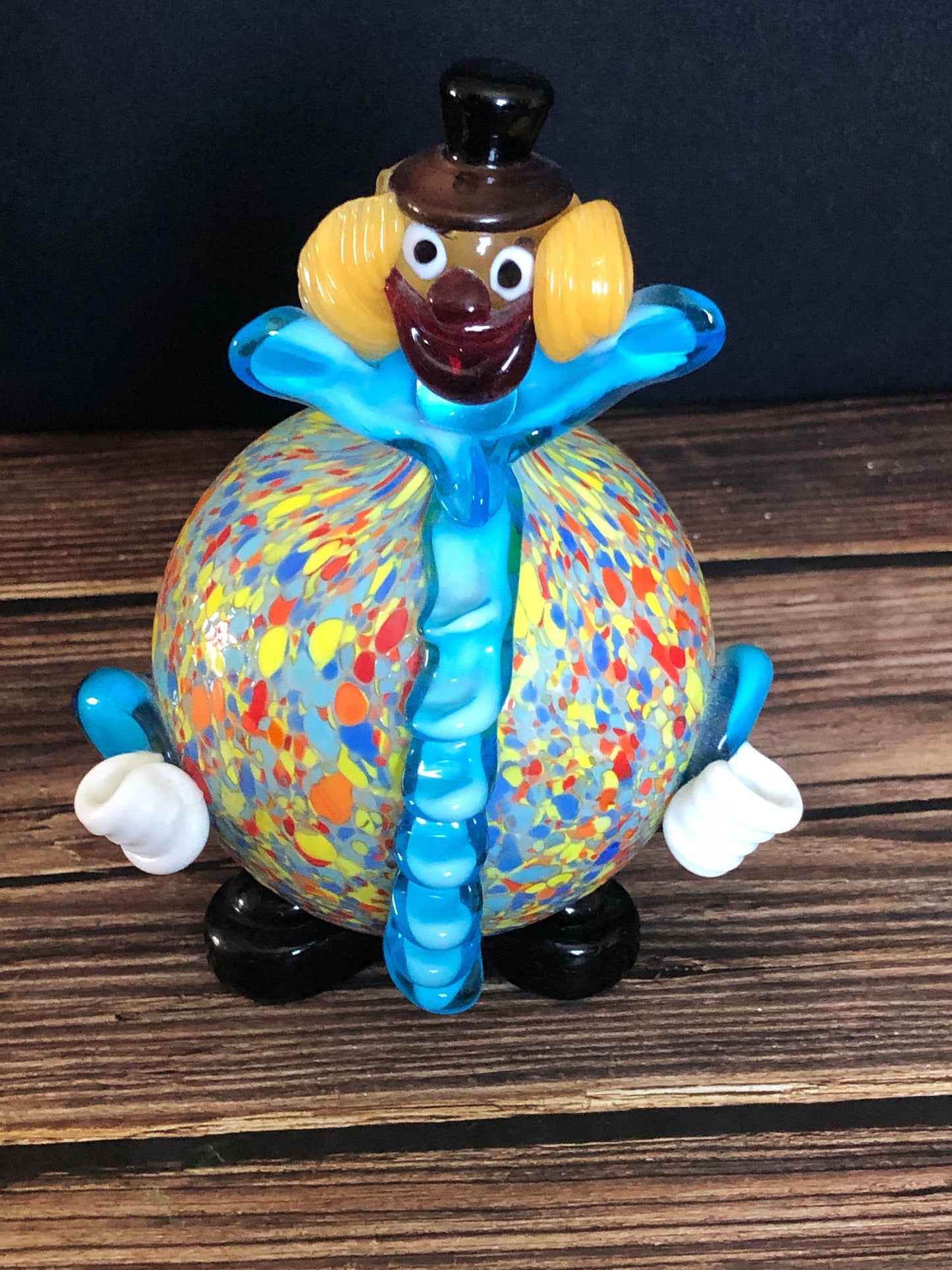 Vintage Murano Art Glass Round Clown, Murano Glass Ball Clown, Hand Blown Murano Glass Clown, Made in Italy