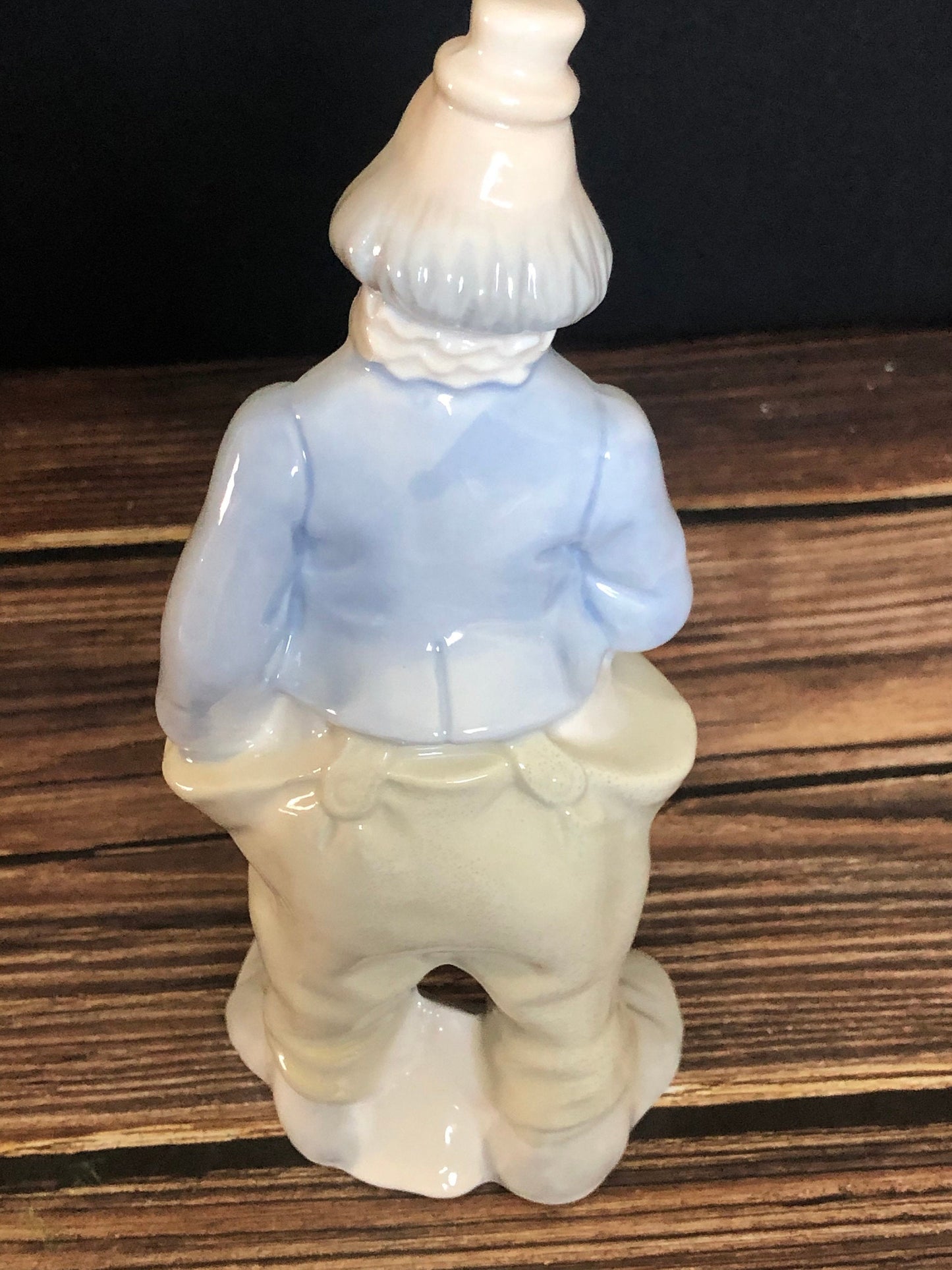 Vintage Blue and White Porcelain Clown With Hand In Pocket Figurine