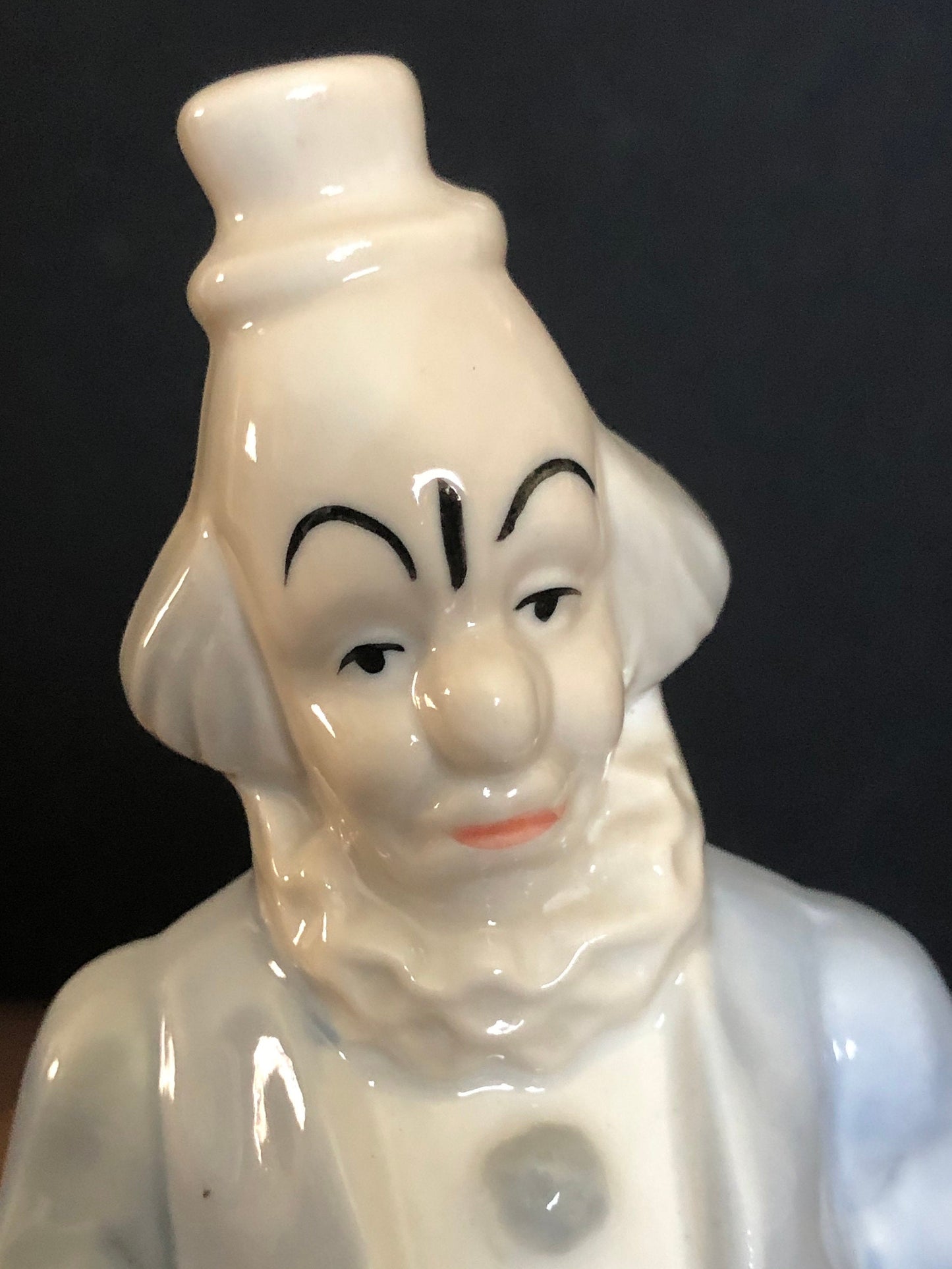 Vintage Blue and White Porcelain Clown With Hand In Pocket Figurine