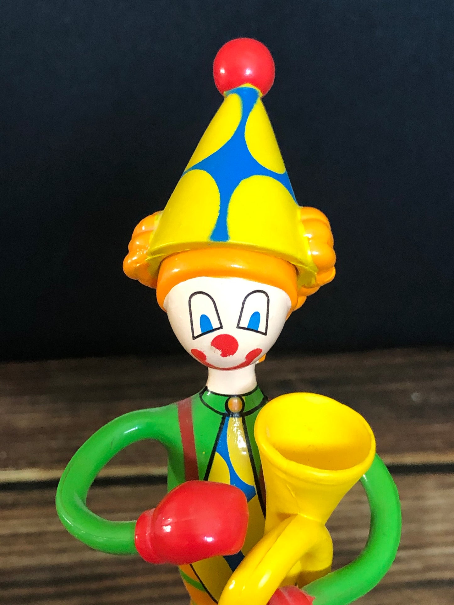 Vintage Kid Galaxy Bendos Figurine Clown with Horn Toots Clown Style #007, Bendos Action Figure Clown