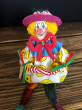 Load image into Gallery viewer, Vintage Kathleen Mcleod Colorful Bean Bag Clown Doll In Purple Hat
