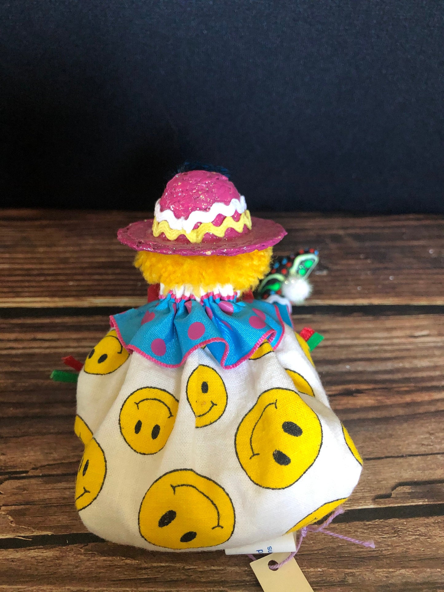 Vintage Kathleen Mcleod Colorful Bean Bag Clown Doll In Purple Hat