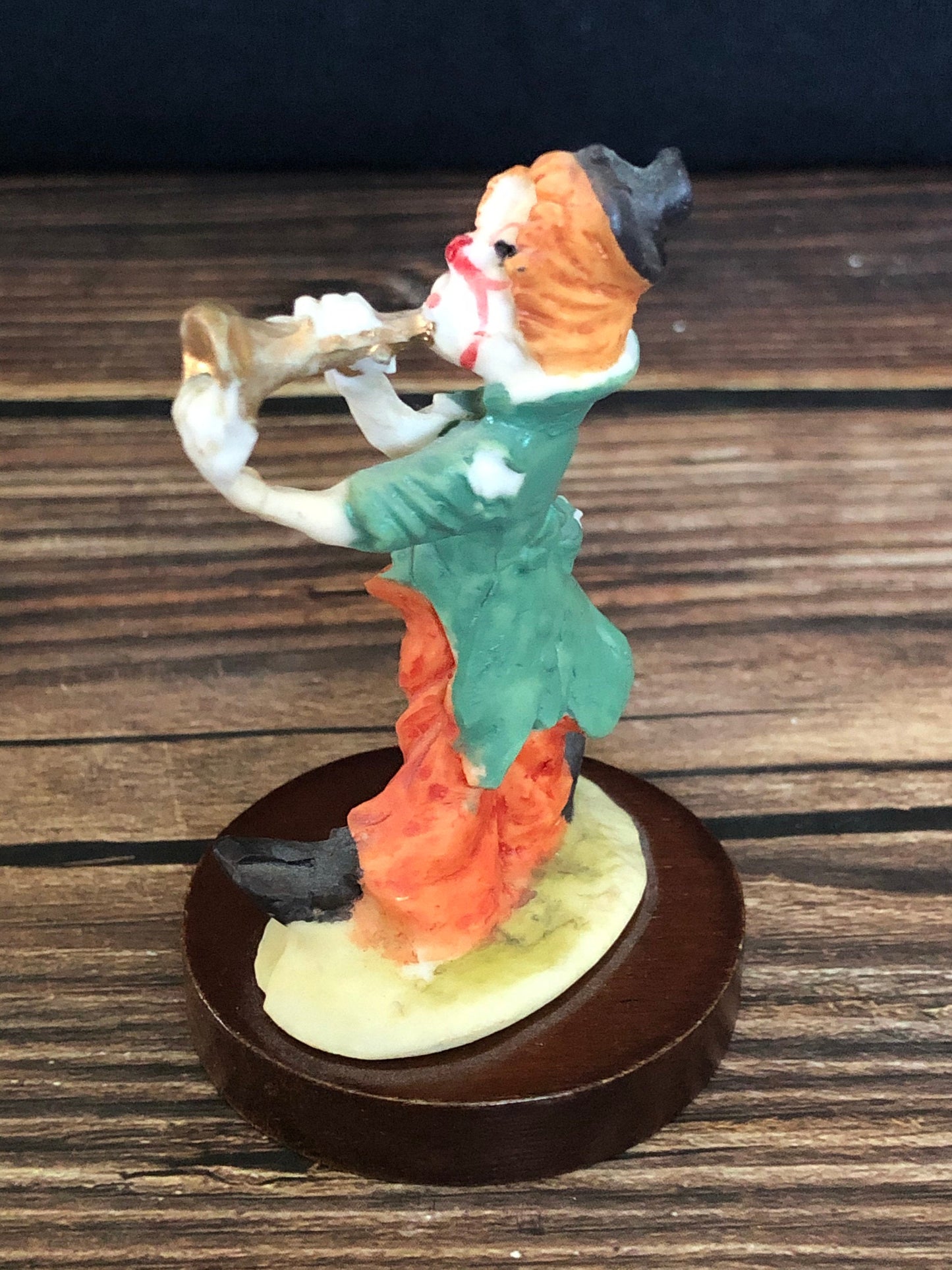 Vintage 1984 Pucci Hobo Clown Figurine Playing Trumpet, Clown Bauble, Clown and Trumpet Statue