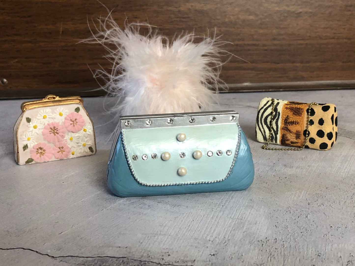 Lot of Four Ceramic Handbag Purses, Ceramic Purse Shaped Figurine, Decorative Ceramic Handbag Purses