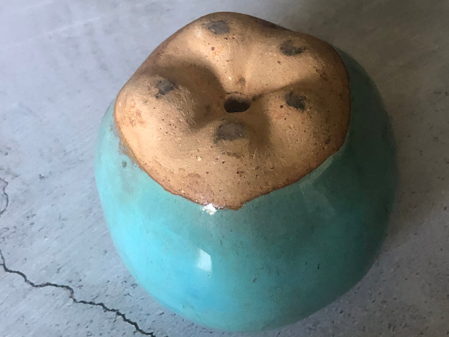 Large Glazed Terracotta/Clay (earthenware) Apple Sculpture