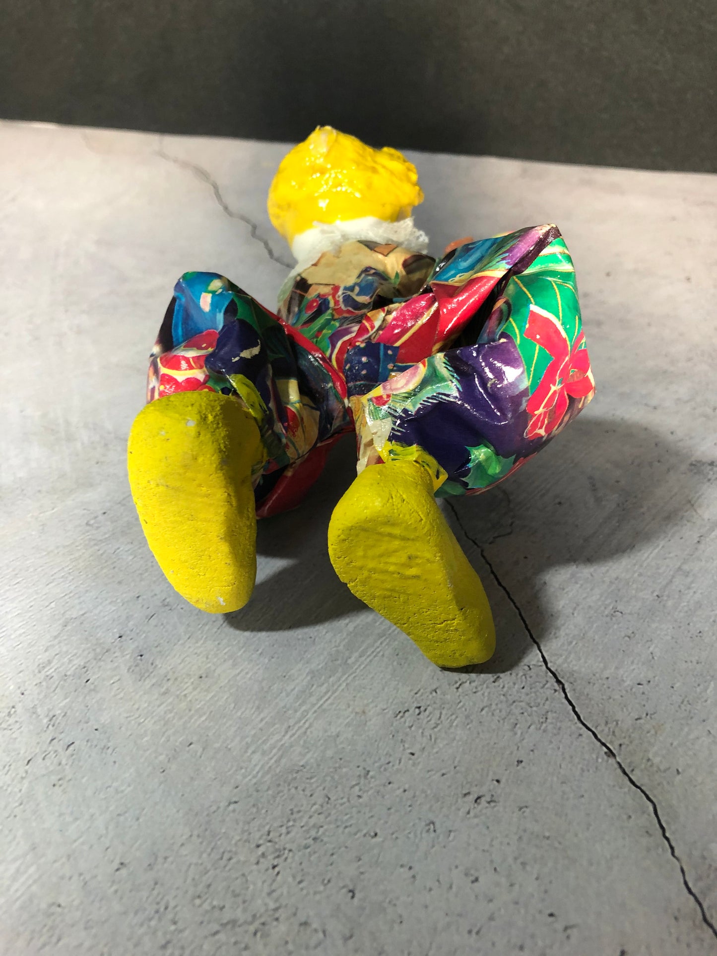 Vintage Hecho En Mexico Rare Paper Mache Clown Figurine with Birds